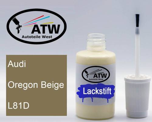 Audi, Oregon Beige, L81D: 20ml Lackstift, von ATW Autoteile West.